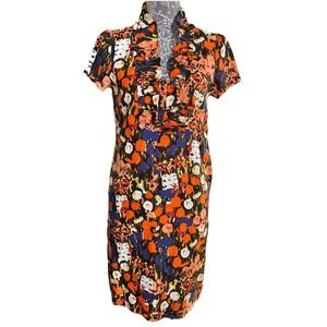 J. Crew 100% Silk Ruffle Neck Print Dress